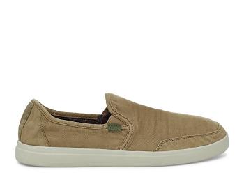 Sanuk Vagabond Slip On Sneaker Wash Vegan Men's Shoes Khaki | Canada 194QMA